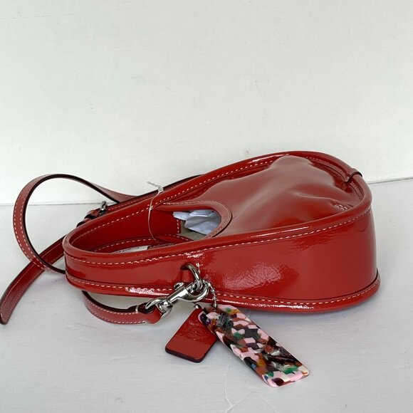 Coach Coachtopia Mini Ergo Crinkle Patent Bag Deep Orange CQ832 - Picture 7 of 12